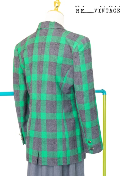 日本製 - 灰綠格紋西裝外套3