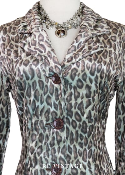 叢林獵手 - 冷調灰綠系豹紋絨布迷你洋裝3