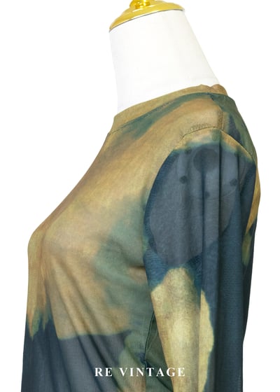 黃綠與藍綠暈染交疊網紗上衣7