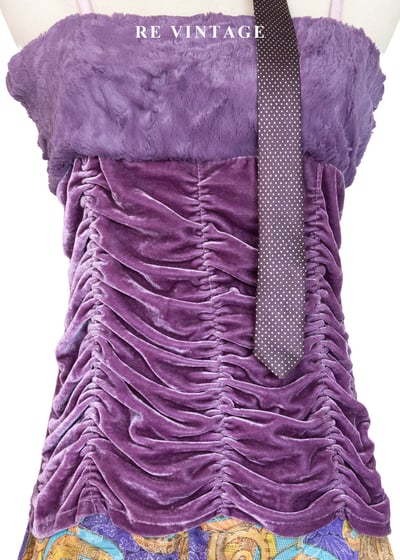 紫夜霓虹毛絨拉皺細肩帶背心3