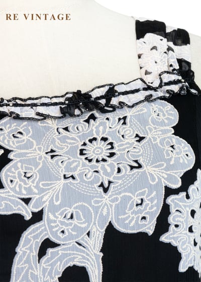 復古大花黑白氣質洋裝8