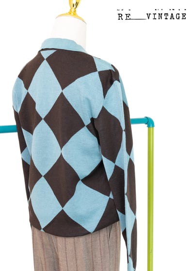 巴黎鐵塔の藍天菱格針織毛衣2