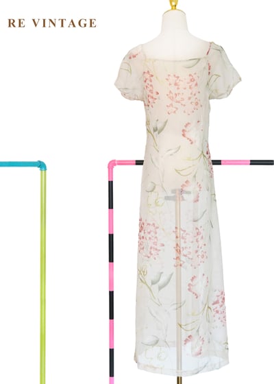 田園碎花方領透膚花卉長洋裝10