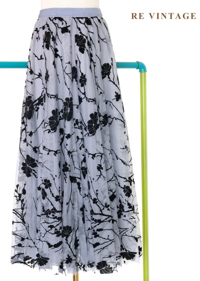 黑灰枝葉紋理紗質蓬裙(25-35")7
