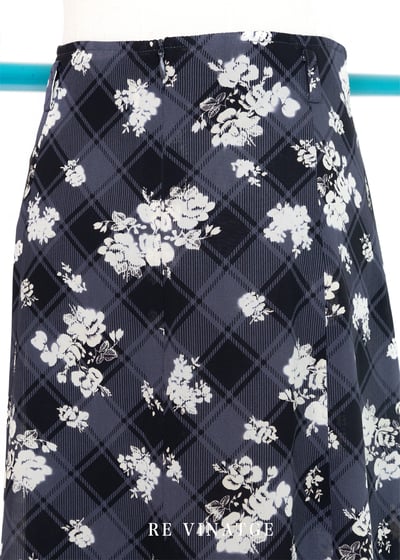 灰藍色菱格小白花長裙（29"）3