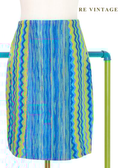 套裝裙子 - 藍調信號像素浪潮短裙（23"）1