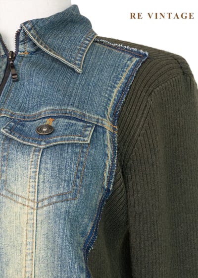 Casual 墨綠拼接單寧外套5