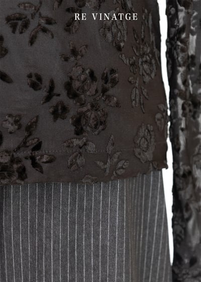 韓國製 - DKNY 黑玫瑰燒融輕薄長袖上衣12