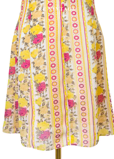 奶油檸檬黃線條粉紅玫瑰迷你洋裝11