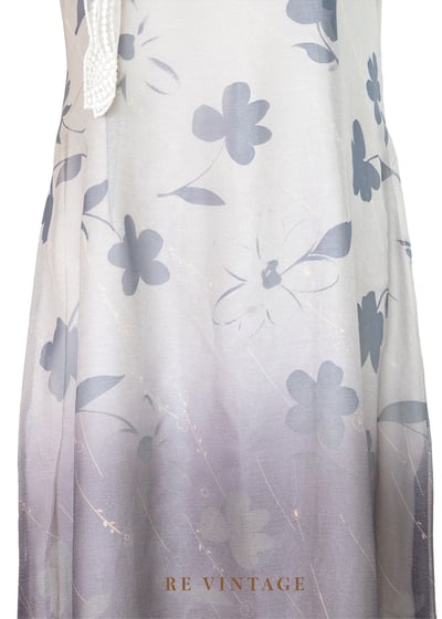 黃昏灰霧漸層飄逸灰花長洋裝7