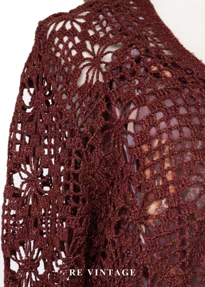 酒紅鉤花暖光透膚罩衫外套5