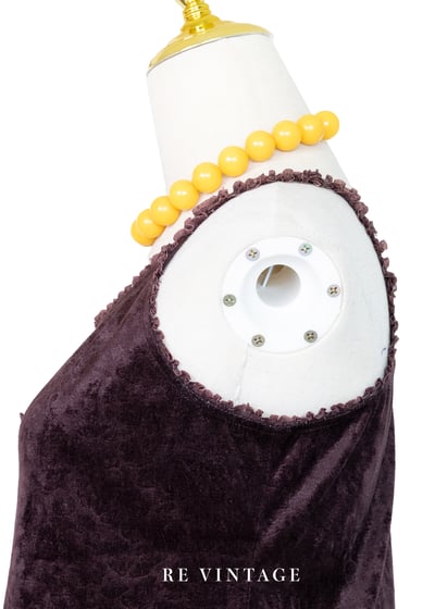 巧克力色精緻花影絨布小背心7