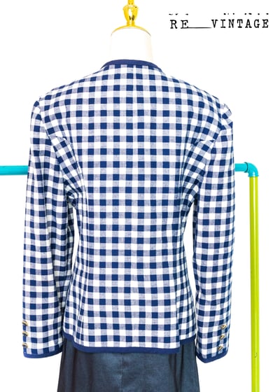 『法國寶物』法式深藍格西裝外套5