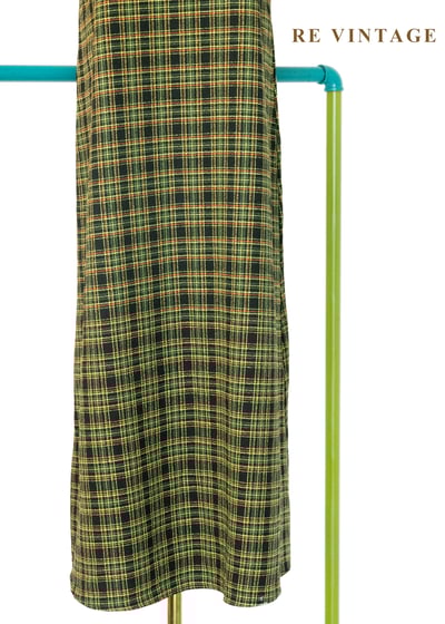 檸檬橄欖綠格紋銀骨頭吊帶長洋裝6