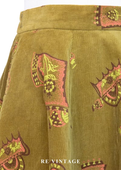 芥末綠苔童話花朵燈芯絨圓裙（26"）5