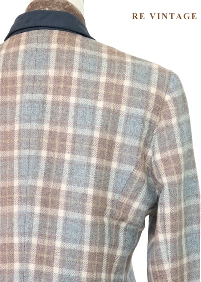 霧灰奶茶色格紋毛呢西裝外套12