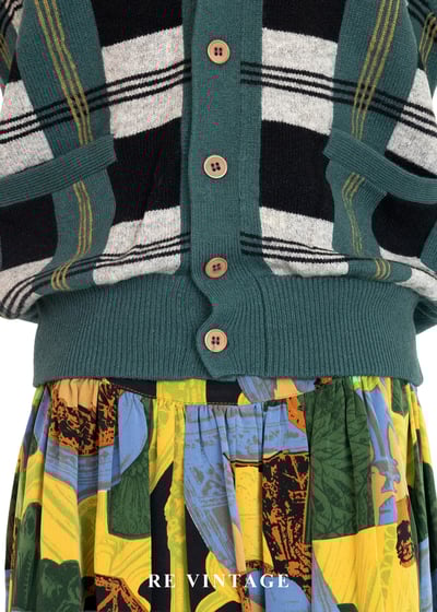 松針綠黑白格紋毛料針織背心4