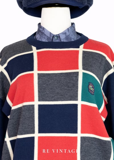 跳格子遊戲針織套頭毛衣3