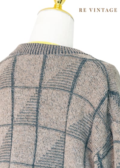 淺棕綠方格紋針織毛衣外套10