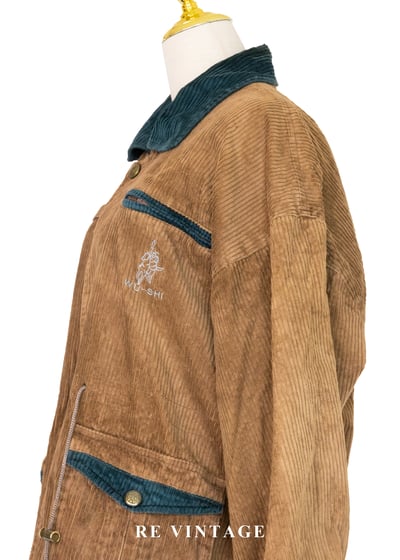 Tobacco Brown 燈芯絨綠拼接夾克外套11