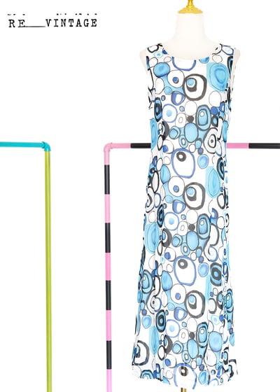 水藍普普圈圈夏日長洋裝12