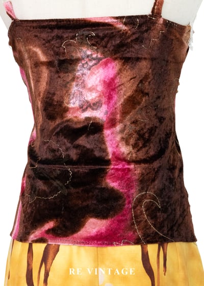 巧克力霓虹蕾絲小花絨布背心10