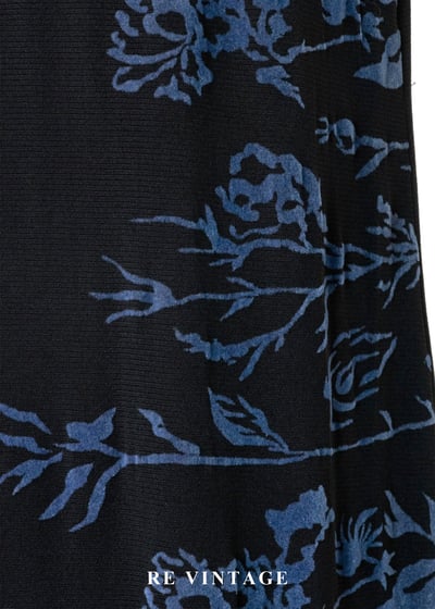 知性藍色植物標本黑底長洋裝11