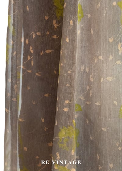 茶墨落葉不規則暈染長洋裝10