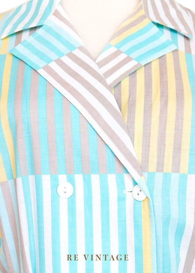 『歐洲寶物』套裝 - 薄荷奶黃色格紋線條襯衫4