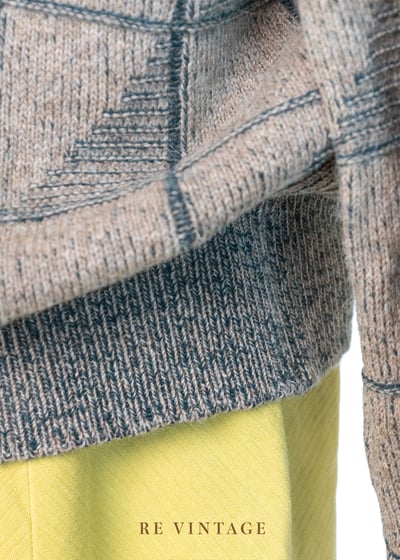 淺棕綠方格紋針織毛衣外套12