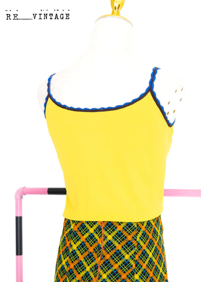 鮮黃色小紅花撞色針織背心9