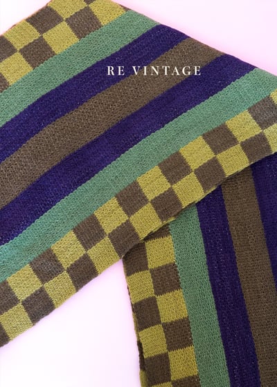墨綠黃格紋紫線條圍巾6