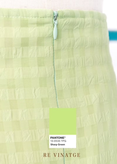 草綠色格紋高腰長裙9