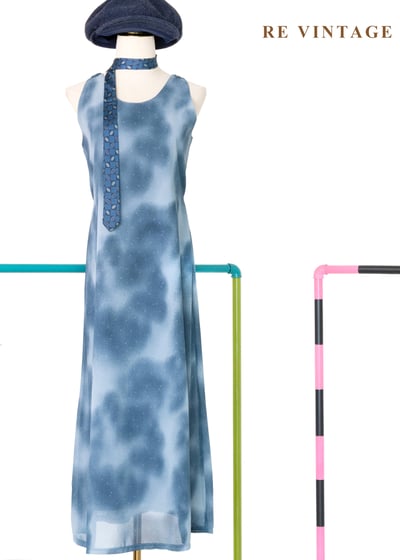 雲的形狀小花的溫度長洋裝1