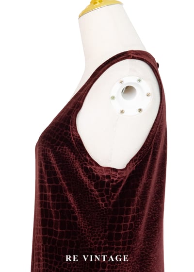 赤紅荒野鱷魚紋絨布長洋裝9