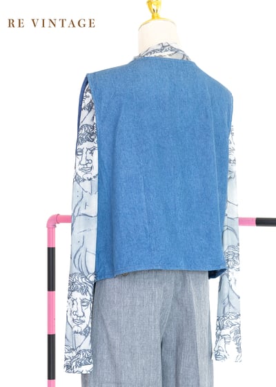 『歐洲寶物』格紋千層派牛仔背心4