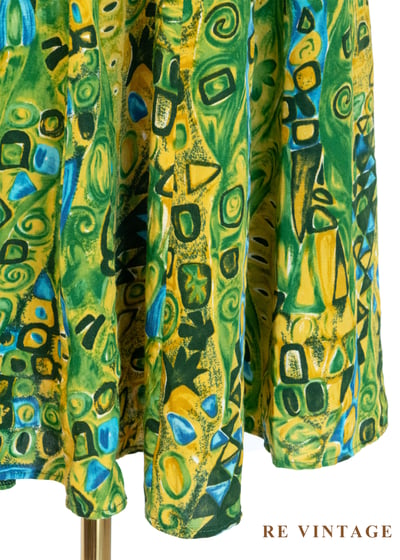 葉影壓縮鮮豔黃綠色長裙（26"）4