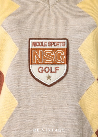 暖色系四色菱格紋針織背心6