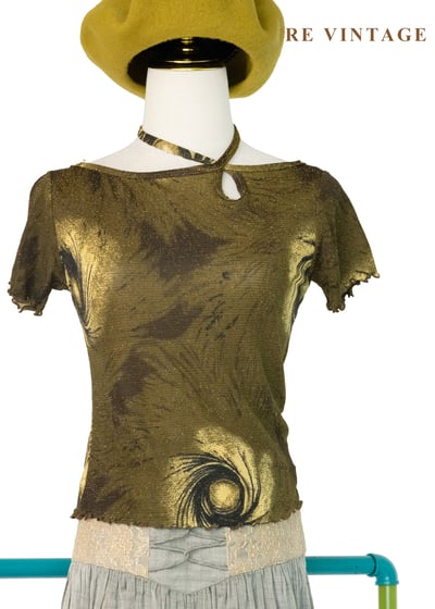 綠金色漩渦繞頸上衣1