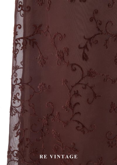 紅棕古典蔓藤細肩帶長洋裝9