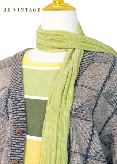 淺棕綠方格紋針織毛衣外套3