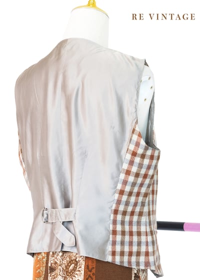 栗子棕橘色格紋西裝背心7