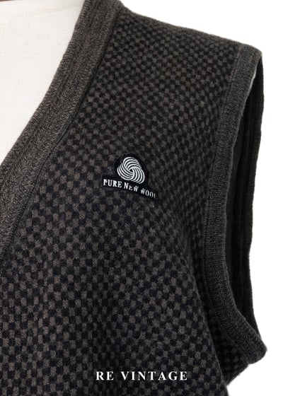 質感單品 - 黑棕色棋盤格毛料針織背心6