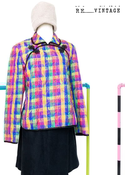 彩虹小格紋旗袍式上衣9