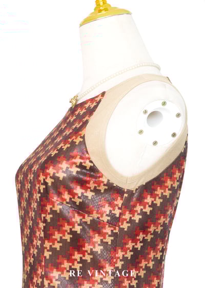 巴黎知性女孩紅棕十字紋洋裝10