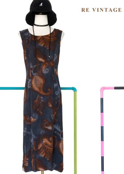 煙灰琥珀如夢似幻圖騰洋裝1