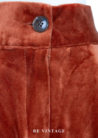 紅調暖橘色高腰寬版絨布長褲（24-28"）5