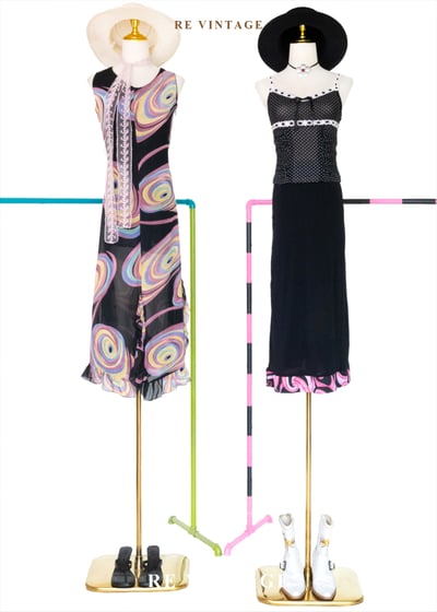 霓虹盡頭的探戈復古普普圖騰拼接裙（26"）2