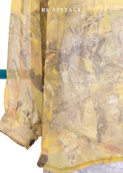 霧光黃抽象油畫透膚襯衫12