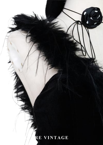 Hollywood 名伶黑羽毛絨布長洋裝7